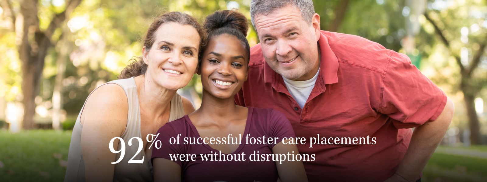 92% of successful foster care placements were without disruptions