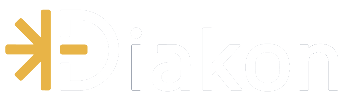 Diakon Logo branding icon with text below.
